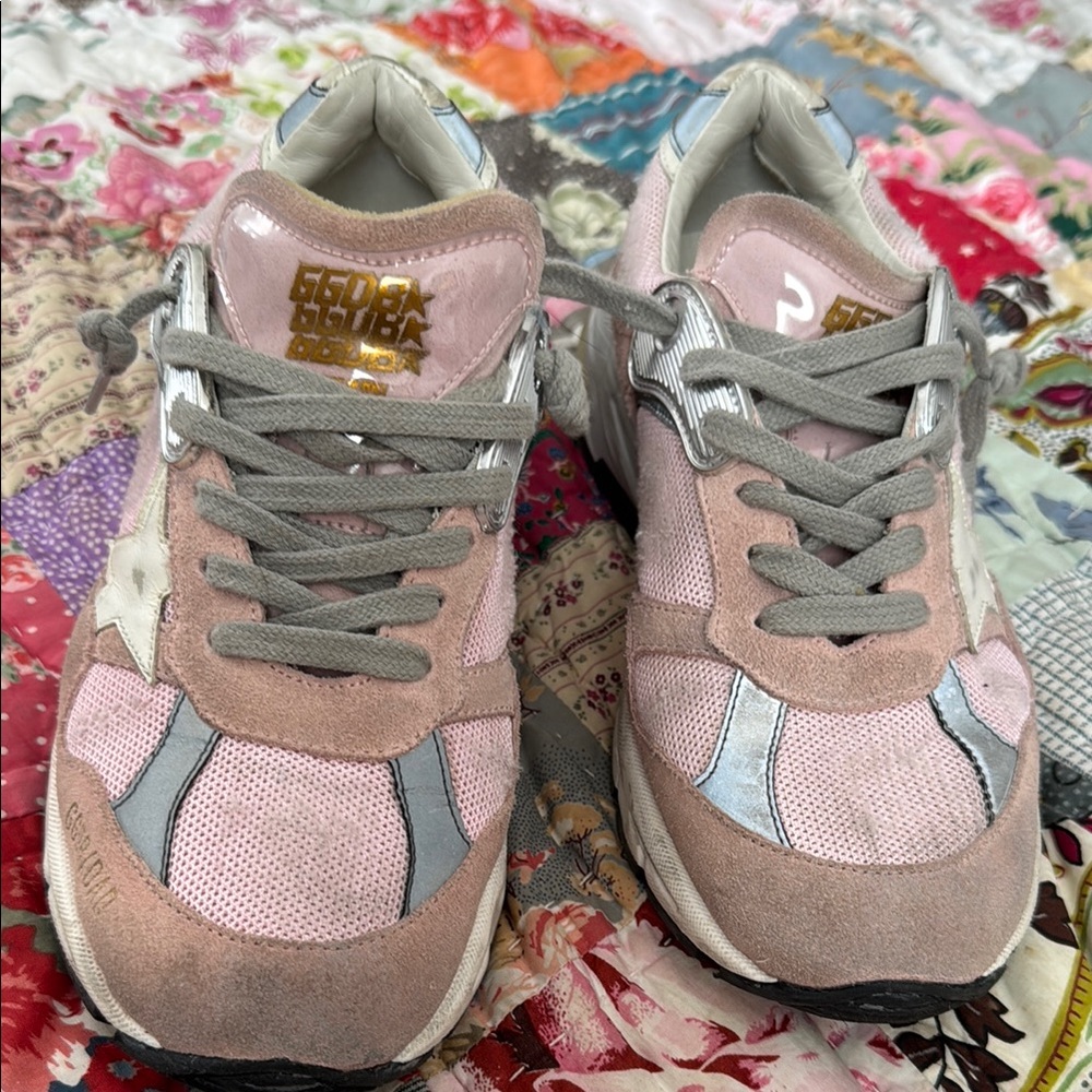 Trendy Pink and Gray Sneakers with Star Accent - Picture 3 of 13